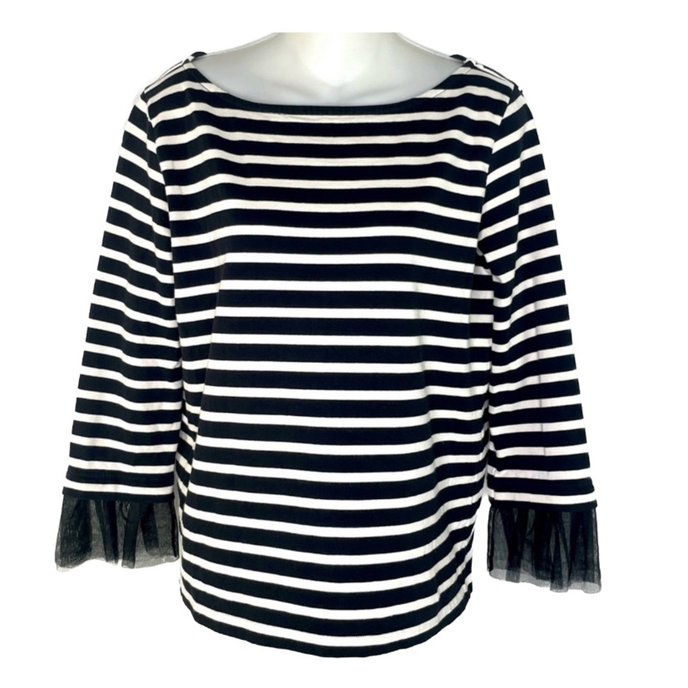 2/$25💥 J. Crew Black White Scoop Neck Top Sz XS Bin C